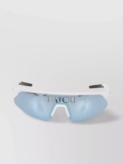 Patou Curved Lens Sunglasses With Contrast Arms In Blue