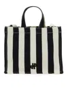 Patou Multicolor Small Cotton Canvas Tote Bag With Striped Pattern In Multicolour