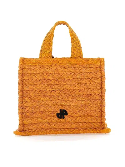 Patou Jp Raffia Tote Bag In Orange