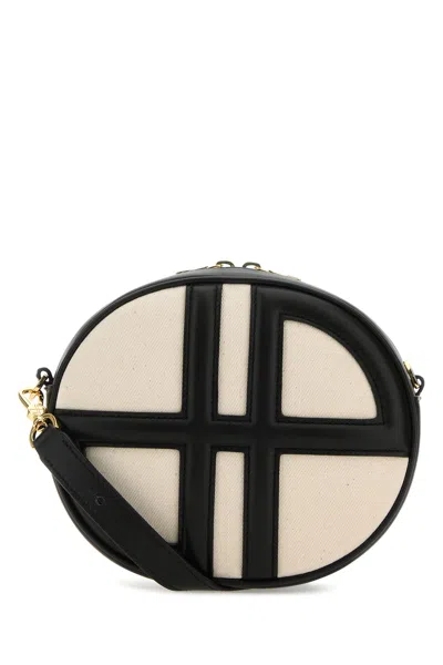 PATOU PATOU TWO-TONE DENIM AND LEATHER LE JP SHOULDER BAG