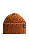 Patou Bouclé Ribbed Beanie Hat In Brown