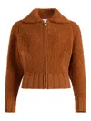 Patou Textured Jacket With Ribbed Cuffs And Hem In Brown