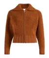 Patou Textured Jacket With Ribbed Cuffs And Hem In Brown