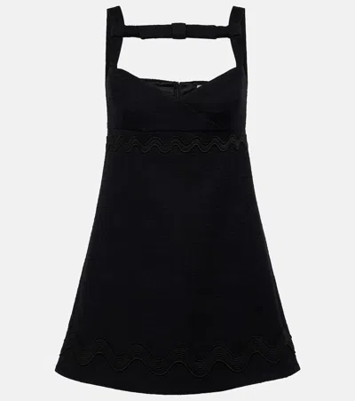 Patou Bow-detail Cotton-blend Tweed Minidress In Black