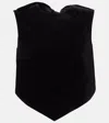 Patou Bow-detail Cotton-blend Velvet Crop Top In Black