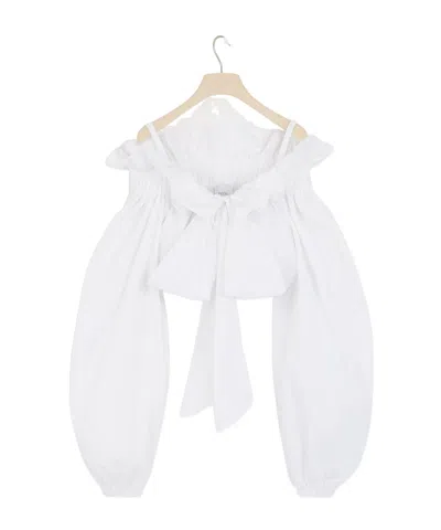 PATOU BOW-DETAIL COTTON CROP TOP