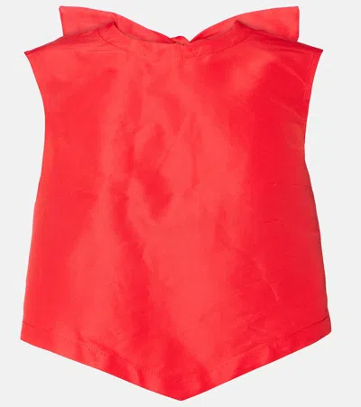 Patou Bow-detail Open-back Faille Crop Top In Red