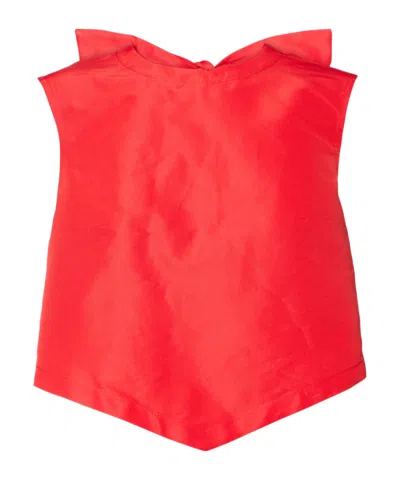 Patou Bow Detail Open Back Tank Top In Orange