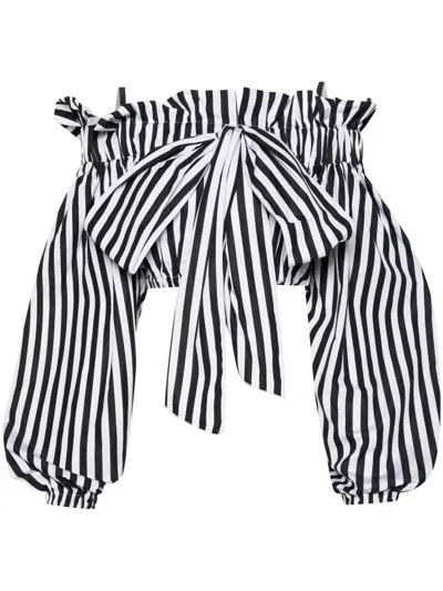 PATOU BOW-DETAIL STRIPED CROP TOP