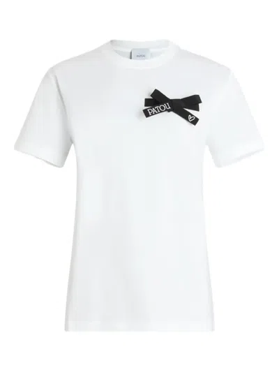Patou Bow-embellished T-shirt In White