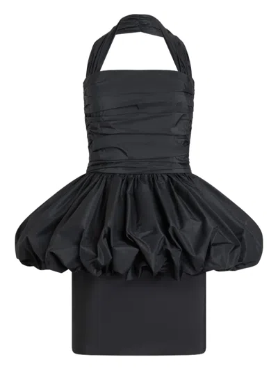 Patou Bow Halterneck Mini Dress In Black