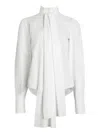 Patou Draped Collar Shirt With Buttoned Cuffs In White