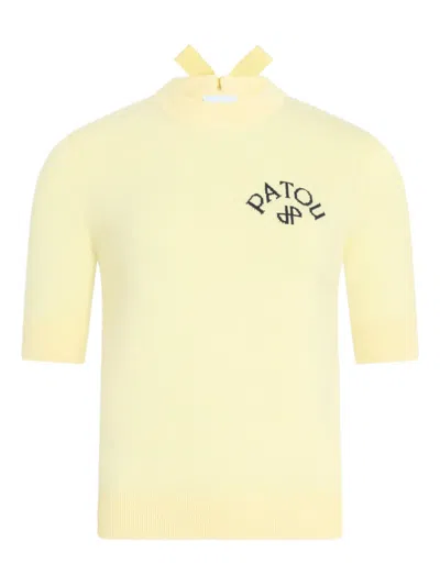 Patou Bow Short-sleeved Top In Yellow