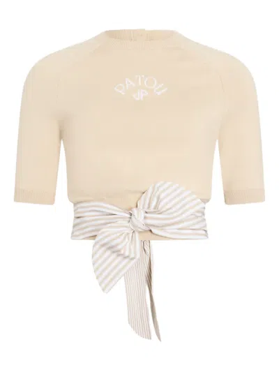 Patou Bow Short-sleeved T-shirt In Brown