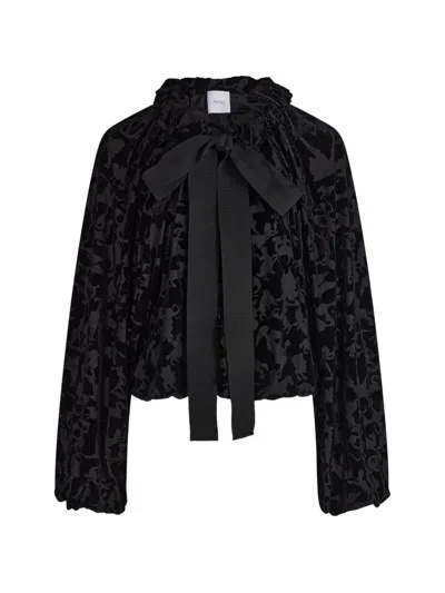 Patou Bow-detail Devoré Top In Black
