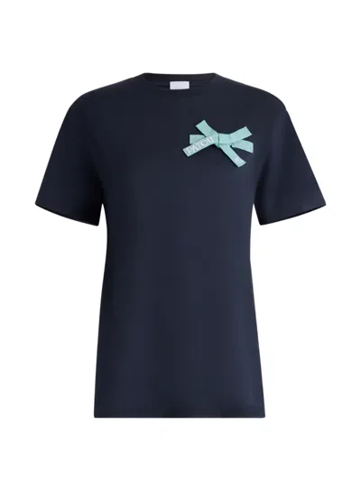 Patou Bow-detail T-shirt In Blue