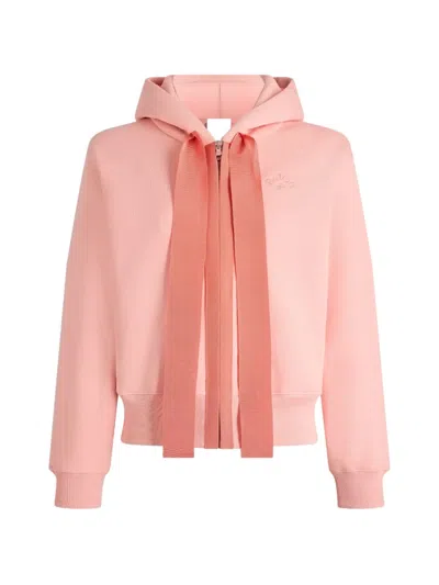 Patou Bow-detail Zip-up Hoodie In Pink