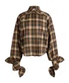 Patou Check Pattern Cotton Blouse In Brown