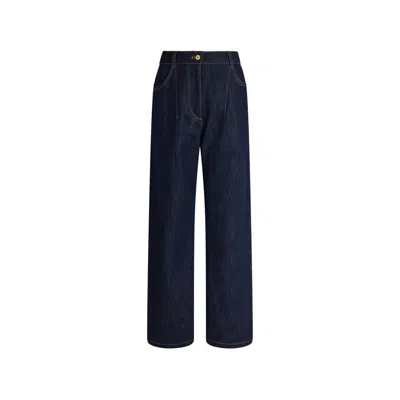 Patou Contrast-stitch Wide-leg Jeans In Blue