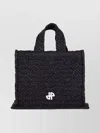 Patou Braided Tote Bag With Top Handles And Strap In Black