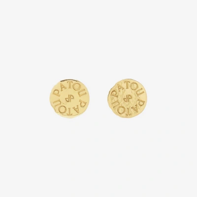 Patou Brass Earrings With Engraved Logo In Golden