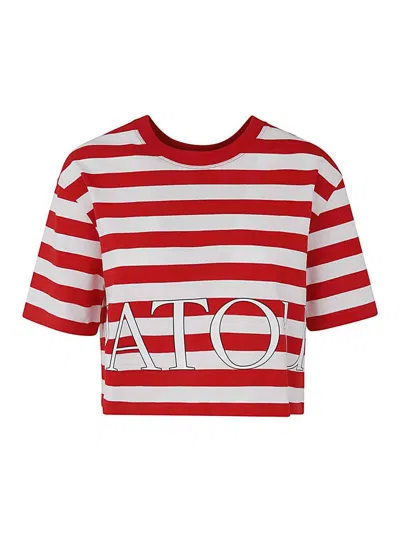 Patou Breton Cropped T-shirt In Red