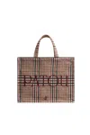 Patou Logo-embroidered Houndstooth Tote Bag In Brown