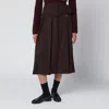 Patou Midi Skirt Featuring Belted Waist And Pleats In Brown