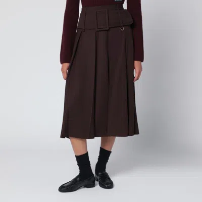 PATOU PATOU  BROWN MIDI SKIRT WITH BELT