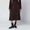 Patou Wide Belt Midi Skirt In Brown