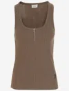 Patou Brown Scoop-neck Ribbed Tank Top In Green