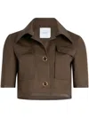 Patou Short Jacket In Organic Cotton Gabardine In Brown