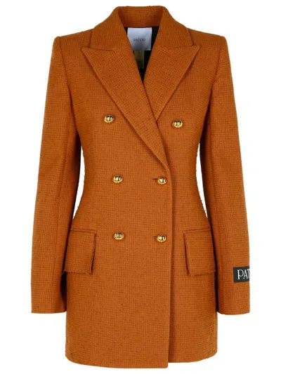 PATOU PATOU BROWN WOOL BLEND BLAZER