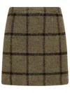 Patou Mini Skirt Wool Blend Checked Pattern In Brown