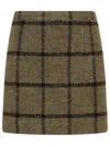 Patou Mini Skirt Wool Blend Checked Pattern In Brown