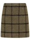 Patou Mini Skirt Wool Blend Checked Pattern In Brown