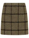 Patou Mini Skirt Wool Blend Checked Pattern In Brown