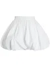 Patou Balloon Silhouette Pleated Skirt With Elastic Waistband In White