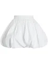 Patou Balloon Silhouette Pleated Skirt With Elastic Waistband In White