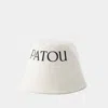Patou White Logo Print Bucket Hat In White