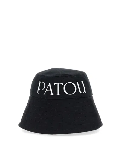 Patou Bucket Hat Cotton Curved Brim In Black