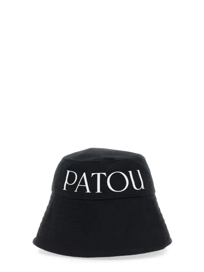 Patou Bucket Hat Cotton Curved Brim In Black