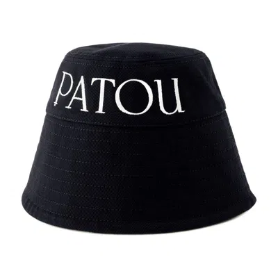 Patou Bucket Hat Cotton Curved Brim In Black