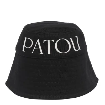 Patou Bucket Hat Cotton Curved Brim In Black