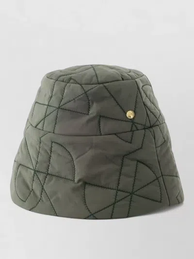 Patou Bucket Hat Gold Tone Hardware Quilting In Green
