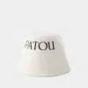 Patou White Logo Print Bucket Hat In White