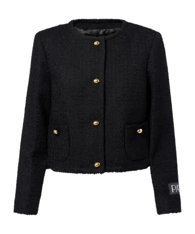 Patou Button-down Long-sleeved Casual Jacket In Black