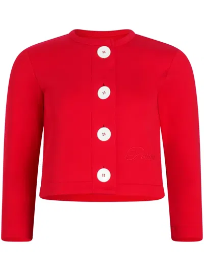 Patou Button-down Organic Cotton Cardigan In Red