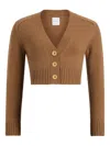 Patou Button-embellished Elbow-patch Cardigan In Brown