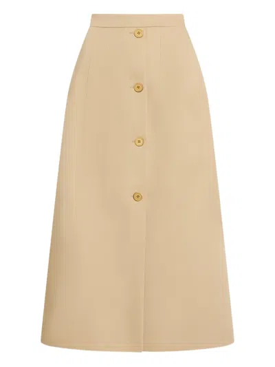 Patou Button-fastening Midi Skirt In Brown